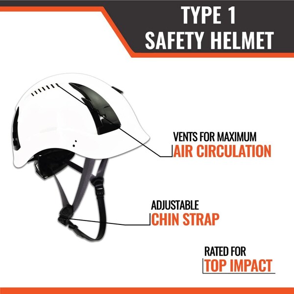 Malta Dynamics Safety Helmet, Polyethylene, Ratchet, White, Fits Hat Size One Size Fits Most - HTW1100