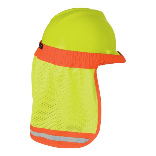 Kishigo Hard Hat Sun Shield, 100% Polyester w/Contrast Trim, Elastic Band Fits Over Most Hard Hats, Lime - 2810