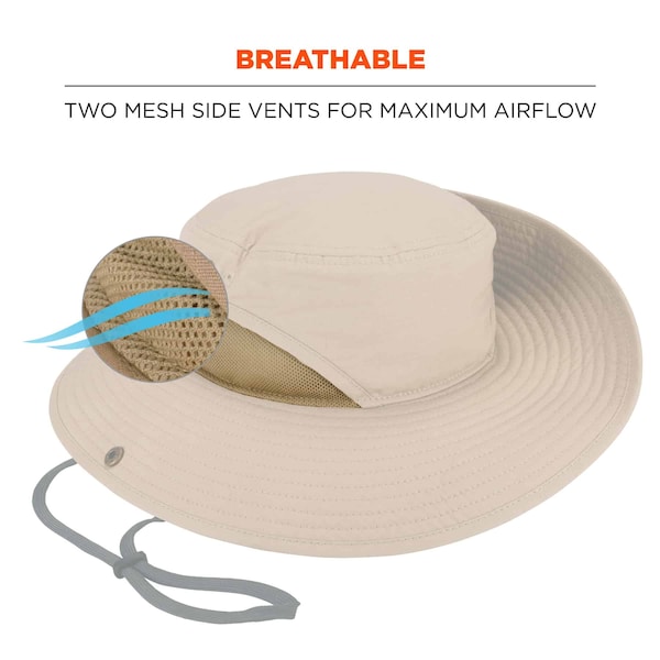 Ergodyne Khaki Lightweight Ranger Hat with Mesh Paneling, S/M - 8936