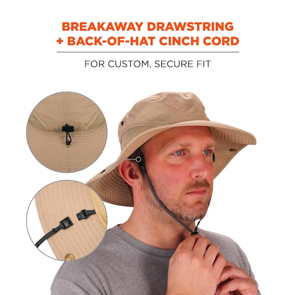 Ergodyne Khaki Lightweight Ranger Hat with Mesh Paneling, S/M - 8936