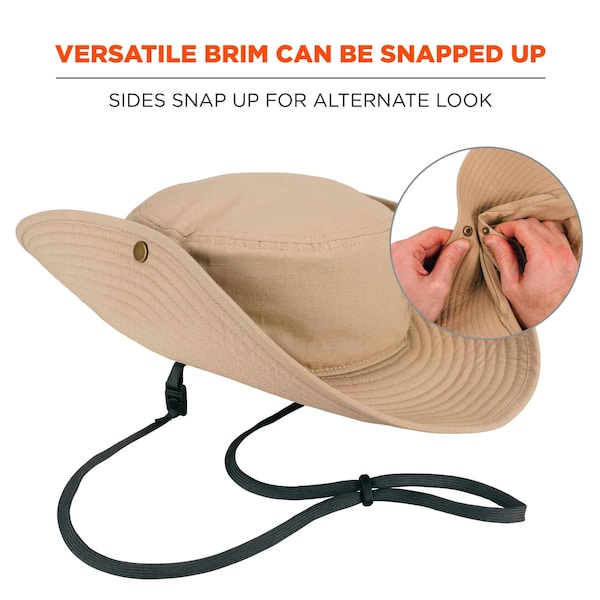 Ergodyne Khaki Lightweight Ranger Hat with Mesh Paneling, S/M - 8936