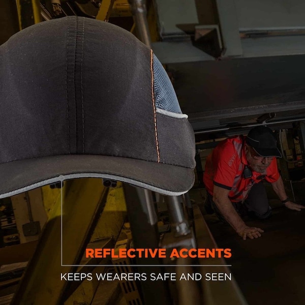 Ergodyne Bump Cap, Long Brim Baseball, ABS, Hook-and-Loop Suspension, Black, Fits Hat Size One Size Fits Most - 8960