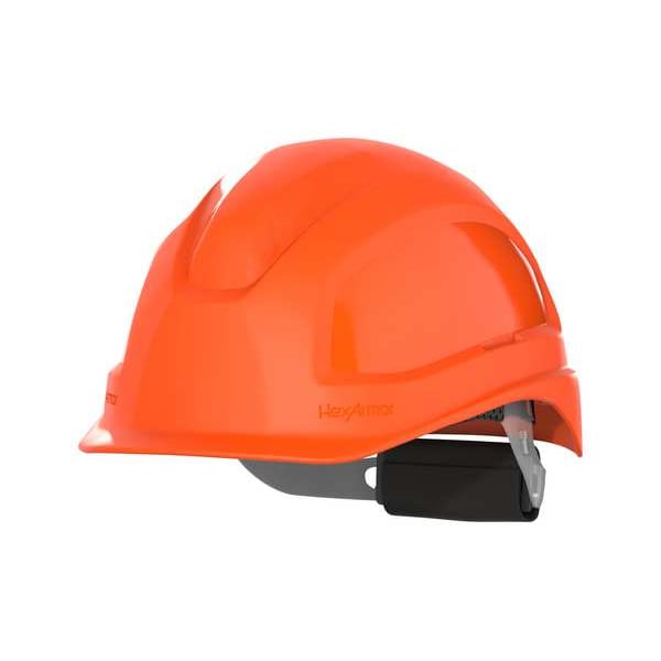 Hexarmor Safety Helmet, Ceros, HDPE, 6 Point Ratchet, LT, Type 1, Class E, Orange - 16-13009