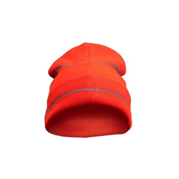 2W International High Viz Knitted Cap with Reflective Stripes, Orange - KCO-11R