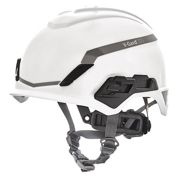 Msa Safety Climbing Hard Hat, V-Gard(R) H1, Polyethylene, 4 Point Ratchet, Type 1, Class E, White - 10194791