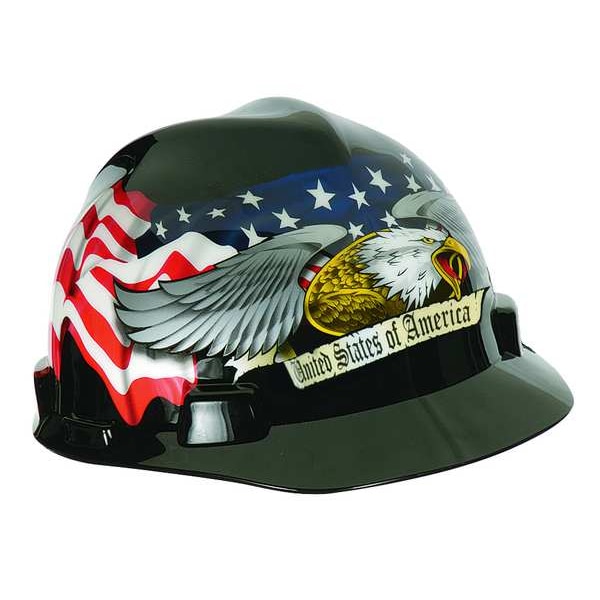 Msa Safety Hard Hat, V-Gard Freedom Series, Polyethylene, 4 Point Ratchet, Type 1, Class E, Black - 10079479