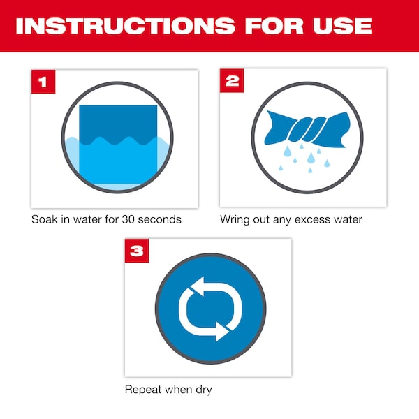 Milwaukee Tool Cooling Towel, Wet, 33" L, 8-1/4" W, Blue - 48-73-4540