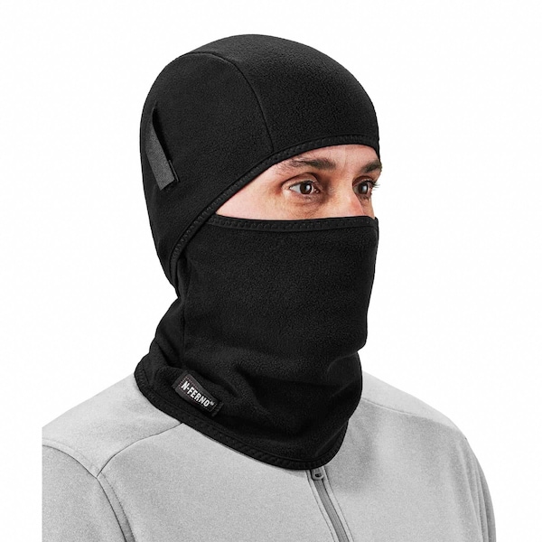 Ergodyne Balaclava Face Mask, 2-in-1 Detachable-Piece, Fleece, Moisture-Wicking, Black, Universal Size - 6826