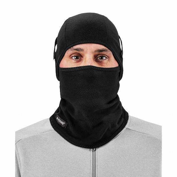 Ergodyne Balaclava Face Mask, 2-in-1 Detachable-Piece, Fleece, Moisture-Wicking, Black, Universal Size - 6826