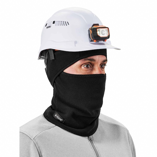 Ergodyne Balaclava Face Mask, 2-in-1 Detachable-Piece, Fleece, Moisture-Wicking, Black, Universal Size - 6826