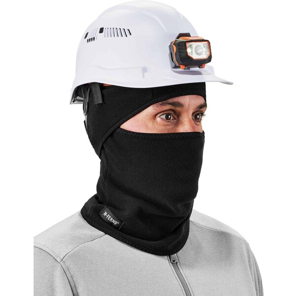 Ergodyne Balaclava Face Mask, 2-in-1 Detachable-Piece, Fleece, Moisture-Wicking, Black, Universal Size - 6826