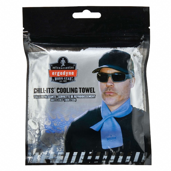 Ergodyne Chill-Its Evaporative Cooling Band, Long Lasting Cooling Relief, PVA, 29-1/2 in x 4 in, Blue - 6603