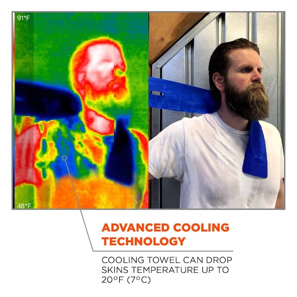 Ergodyne Chill-Its Evaporative Cooling Band, Long Lasting Cooling Relief, PVA, 29-1/2 in x 4 in, Blue - 6603