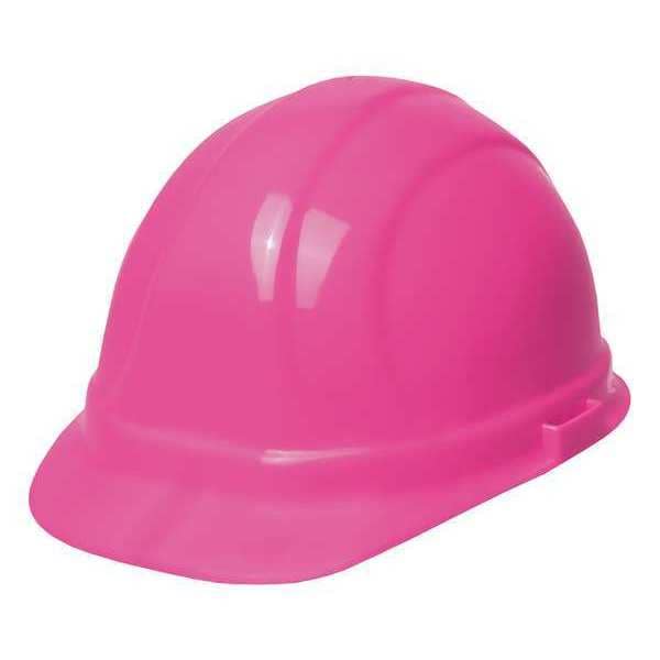 Erb Safety Hard Hat, Omega II, Polyethylene, 6 Point Pinlock, Type 1, Class E, Hi-Vis Pink - 19129