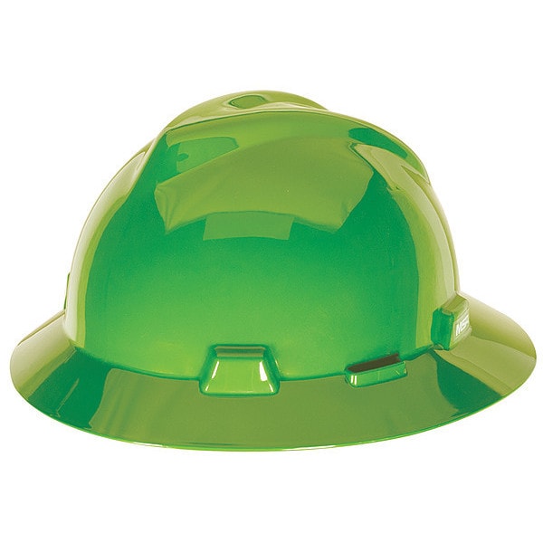 Msa Safety Hard Hat, V-Gard, Polyethylene, 4 Point Fas-Trac(R) III, Type 1, Class E, Bright Lime Green - 815570