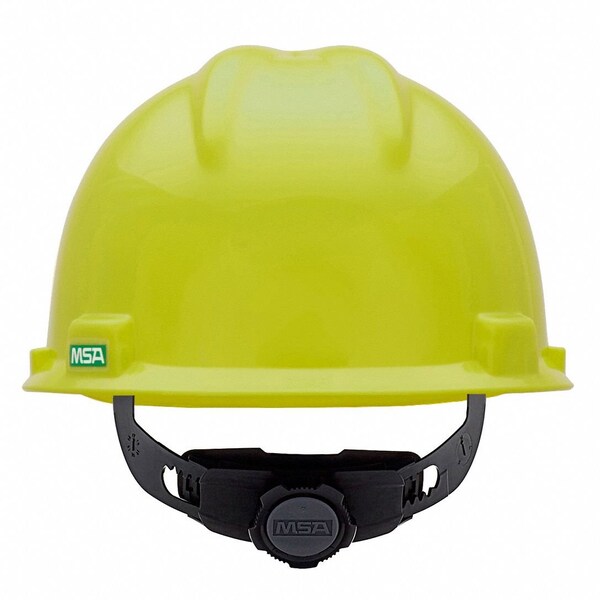 Msa Safety V-Gard Front Brim Hard Hat, Type 1, Class E, Ratchet (4-Point), Hi-Vis Yellow/Green - 10061512