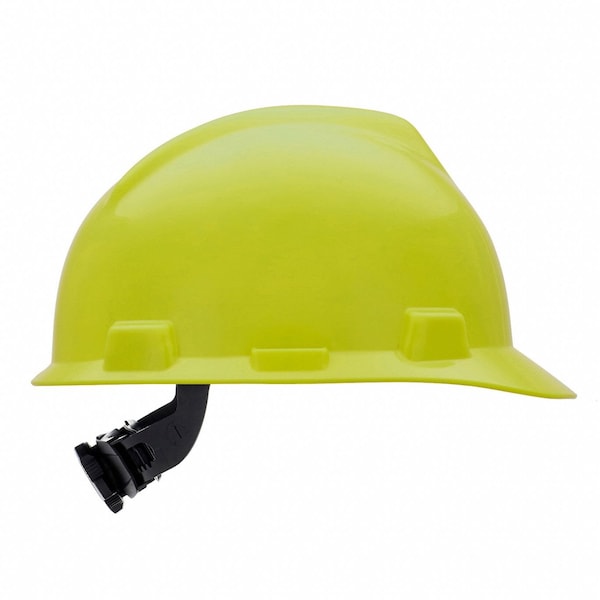Msa Safety V-Gard Front Brim Hard Hat, Type 1, Class E, Ratchet (4-Point), Hi-Vis Yellow/Green - 10061512