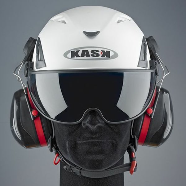 Kask Safety Helmet, Super Plasma, High-density ABS plastic, Central Ratchet, Up & Down, White - KASKSPW-WH