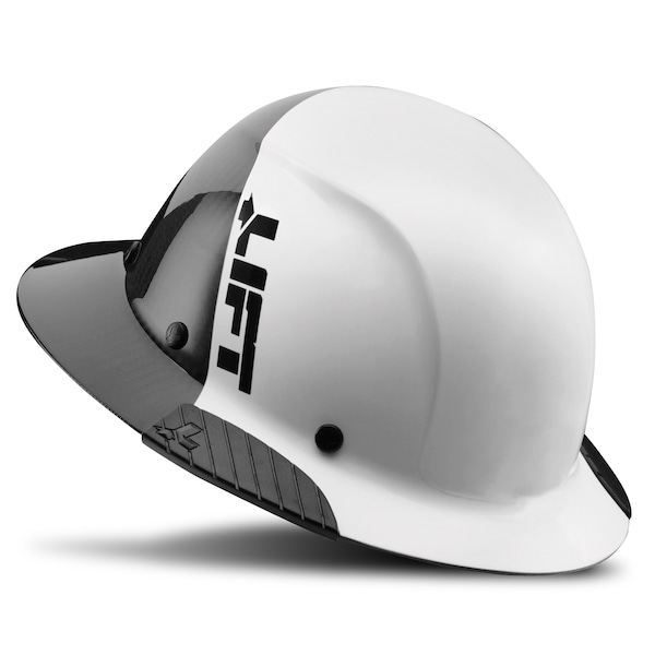 Dax Hard Hats Hard Hat Carbon Fiber Full Brim 50-50 (White/Black) - HDF50C-19WC