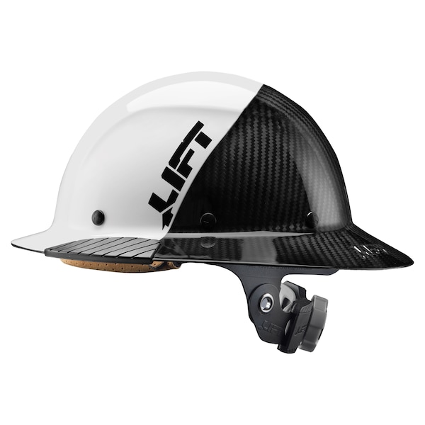 Dax Hard Hats Hard Hat Carbon Fiber Full Brim 50-50 (White/Black) - HDF50C-19WC