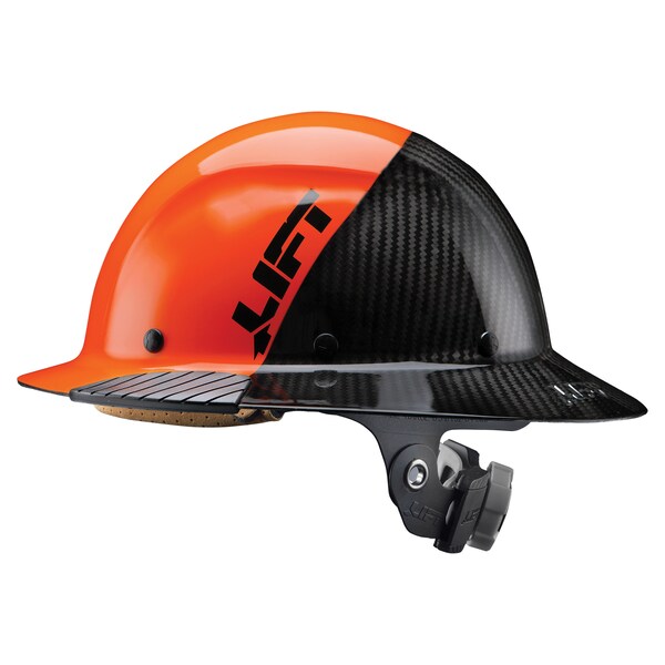 Dax Hard Hats Hard Hat Carbon Fiber Full Brim 50-50 (Orange/Black) - HDF50C-19OC
