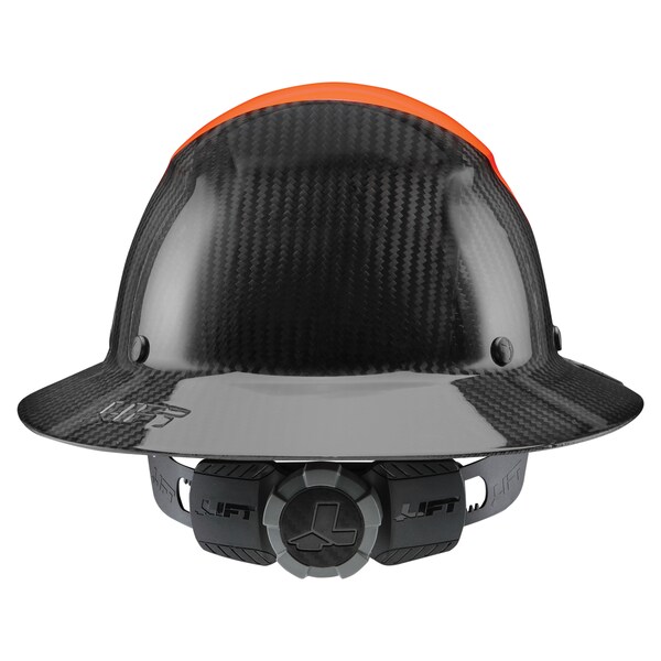 Dax Hard Hats Hard Hat Carbon Fiber Full Brim 50-50 (Orange/Black) - HDF50C-19OC