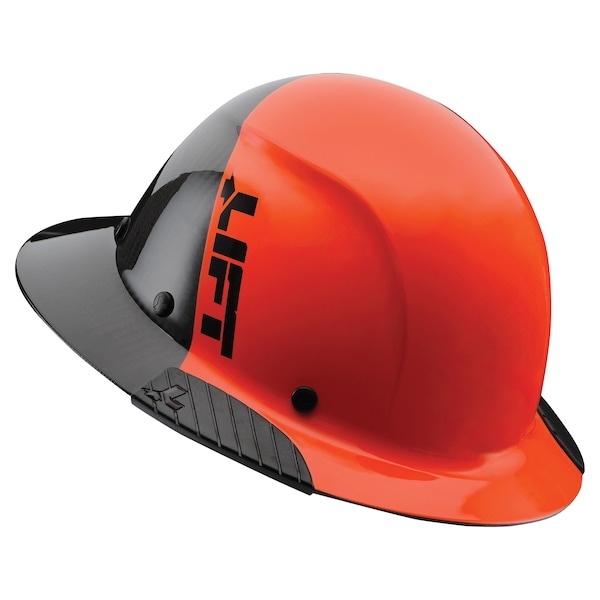 Dax Hard Hats Hard Hat Carbon Fiber Full Brim 50-50 (Orange/Black) - HDF50C-19OC