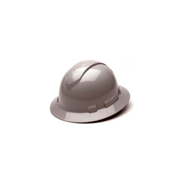 Pyramex Ridgeline Full Brim Hard Hat, Gray, 4-Point Ratchet Suspension - HP54112