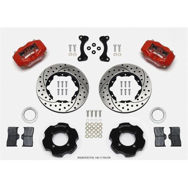 Wilwood 11 in. Forged Dynalite Front Hat Kit for 1995-2005 Miata Drilled - Red - 140-11704-DR