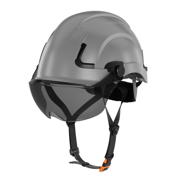 Defender Safety H2-EH Safety Helmet w/ Tinted Visor - Type 2 Class E, ANSI Z89 and EN12492 rated, Battleship Grey - H2-EH-08DV