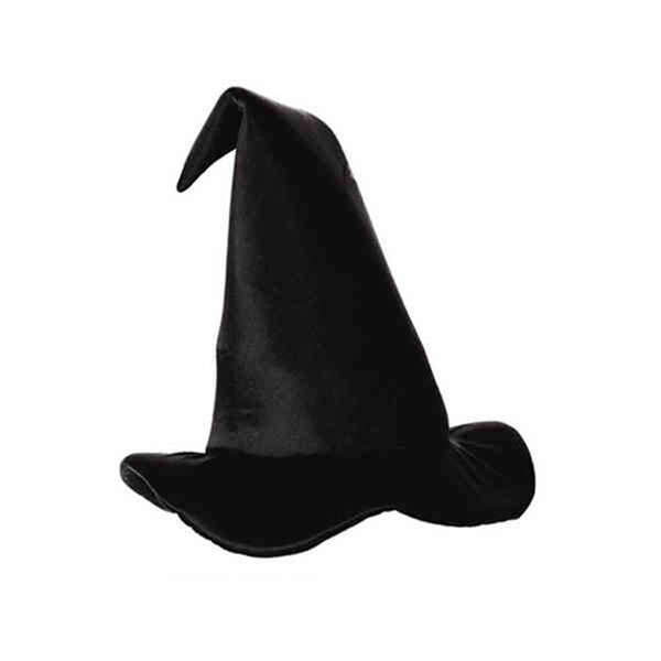 Goldengifts Satin-Soft Black Witch Hat - Black - Full Head Size - GO3350738