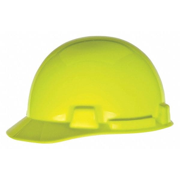 Msa Safety Hard Hat, SmoothDome, Polyethylene, Ratchet (6-Point), Type 1, Class E, Hi-Vis Yellow/Green - 10084095