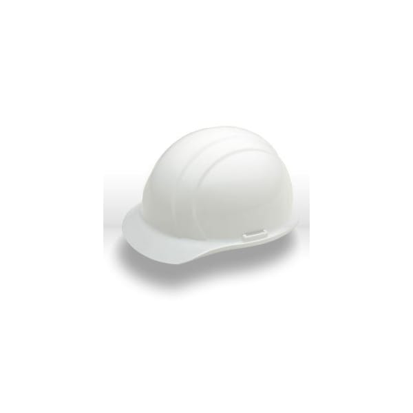 Erb Americana Mega Ratchet Safety Helmets CAP STYLE, 4-PT NYLON SUSPENSION w/RATCHET ADJUSTMENT, White - 19361