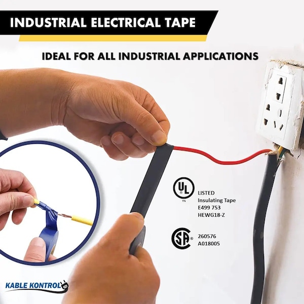 Cinta eléctrica de PVC Kable Kontrol, 3/4'' de ancho x 60' de largo, clasificada para 600V, ROJA - ETAPE0.75-1-RED
