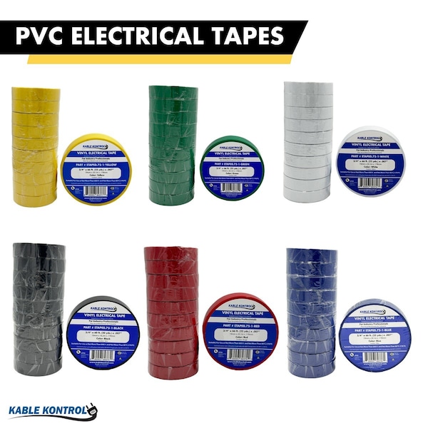 Cinta eléctrica de PVC Kable Kontrol, 3/4'' de ancho x 60' de largo, clasificada para 600V, ROJA - ETAPE0.75-1-RED