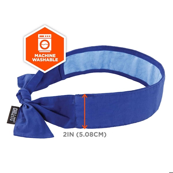 Ergodyne 6700CT Blue Cooling Bandana Headband - PVA - Tie, 264PK - 6700CT-BULK