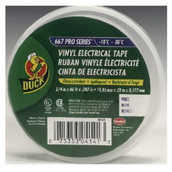 Cinta eléctrica de vinilo blanco de 0.75 pulgadas x 66 pies - 606712