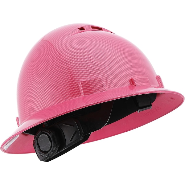 Protectx Full Brim Vented Hard Hat, HDPE Fiber, 6 Point Adjustable suspension and ratchet, Pink - HH-FG-26PK-SV-01