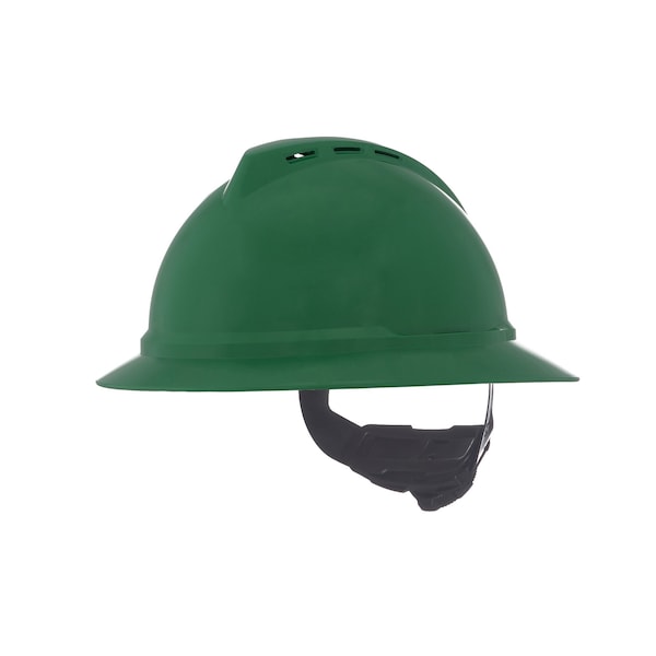 Msa Safety V-Gard 500 Hat, Green Vented, 4-Point Fas-Trac III - 10167916