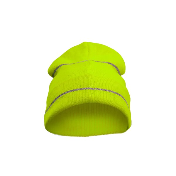 2W International High Viz Knitted Cap with Reflective Stripes, Lime - KCL-12R
