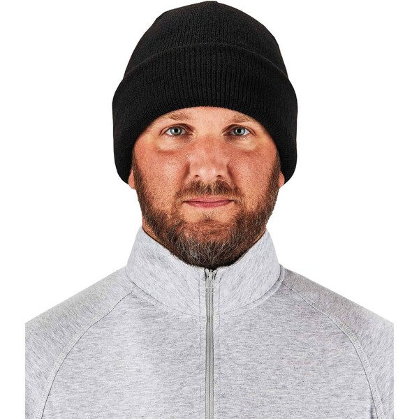 Ergodyne Knit Cap with Zipper, Over The Head, Black - 6811Z