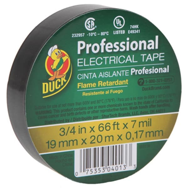 Cinta profesional para electricidad de color negro de 0.75 pulgadas - DU574739