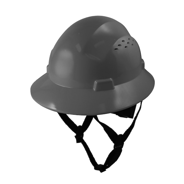 Ge Vented Hard Hat, HDPE, 4 Point Ratchet, Type 1, Class C, Gray - GH328G