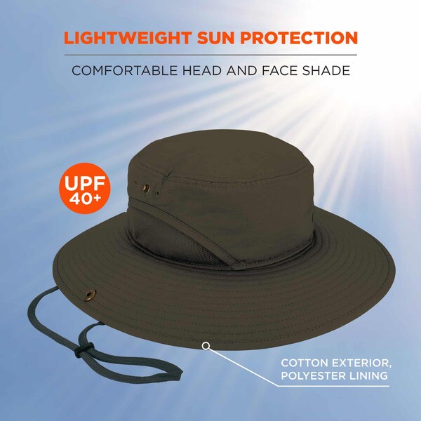 Ergodyne Olive Lightweight Ranger Hat with Mesh Paneling, L/XL - 8936