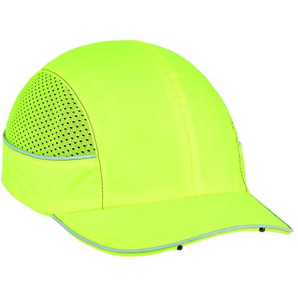 Ergodyne Bump Cap, Short Brim Baseball, ABS, Hook-and-Loop Suspension, Hi-Visibility Lime - 8960