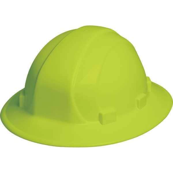 Erb Safety Hard Hat, Omega II, Polyethylene, 6 Point Ratchet, Type 1, Class E, Hi-Vis Lime - 19920