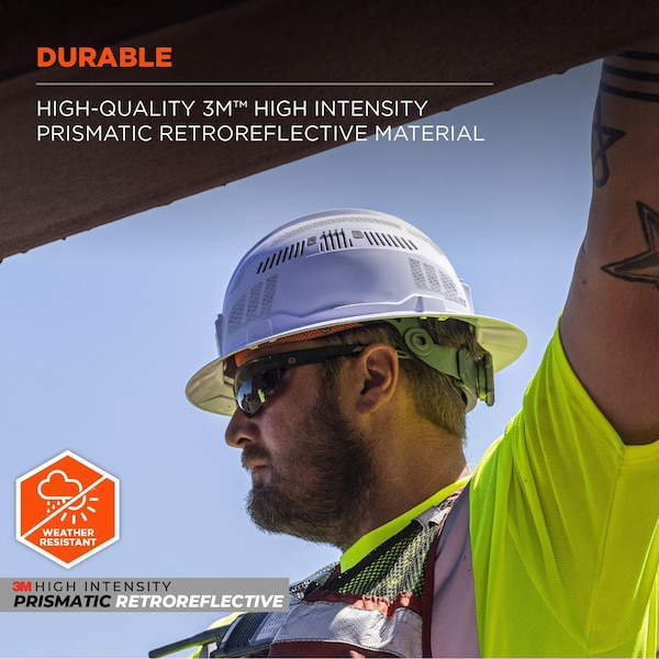 Ergodyne Reflective Hard Hat with Safety Helmet Sticker Kit, White - 8961