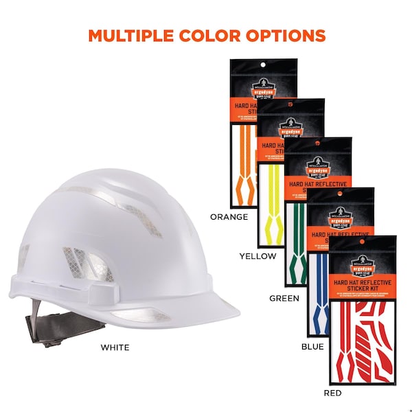 Ergodyne Reflective Hard Hat with Safety Helmet Sticker Kit, White - 8961