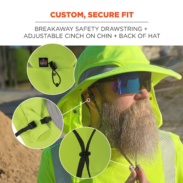 Ergodyne L/XL Lime Ranger Hat - Neck Shade - 8934