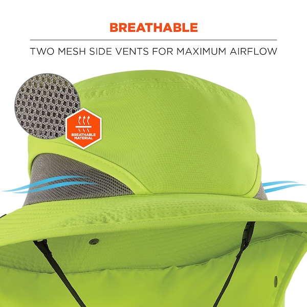 Ergodyne L/XL Lime Ranger Hat - Neck Shade - 8934